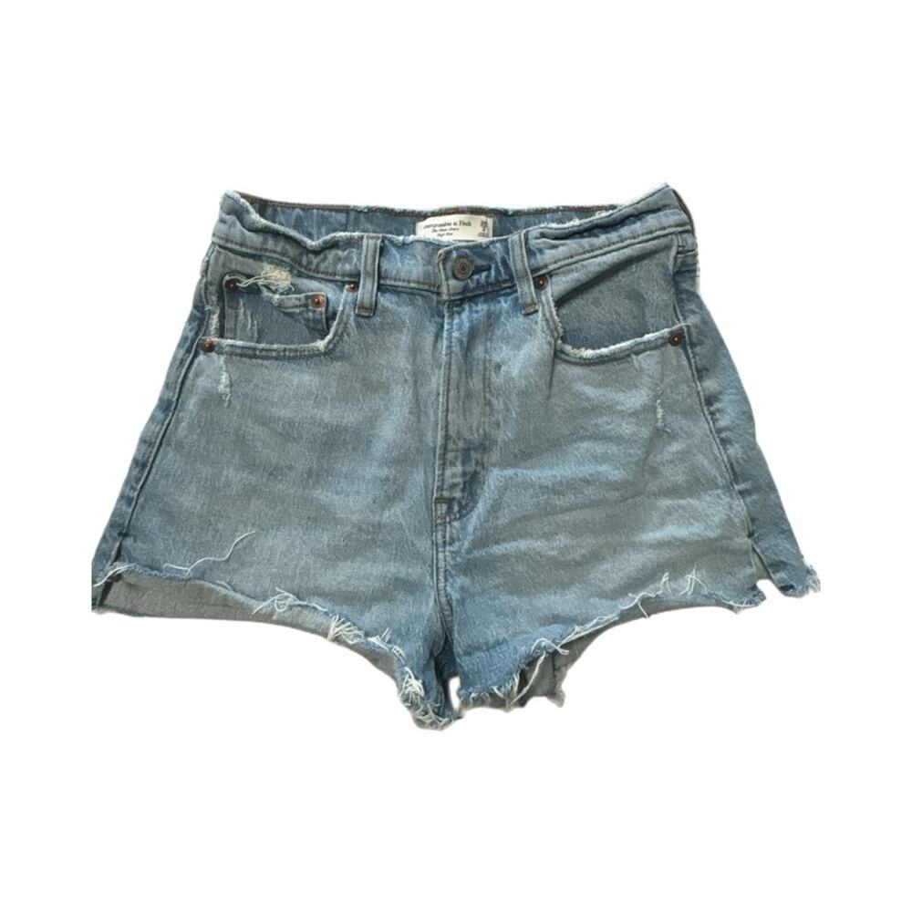 Abercrombie & Fitch Mom High Rise Blue Jean Shorts Jhorts Y2K 90s Grunge Size 2